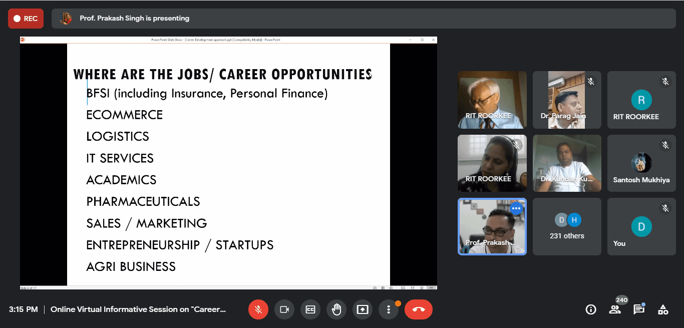 Virtual Informative Session on "Career Planning and Placement”